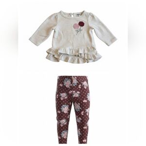 Kids Headquarters Floral Baby Girl Outfit W Ruffle Top and Leggings 6/9 Months